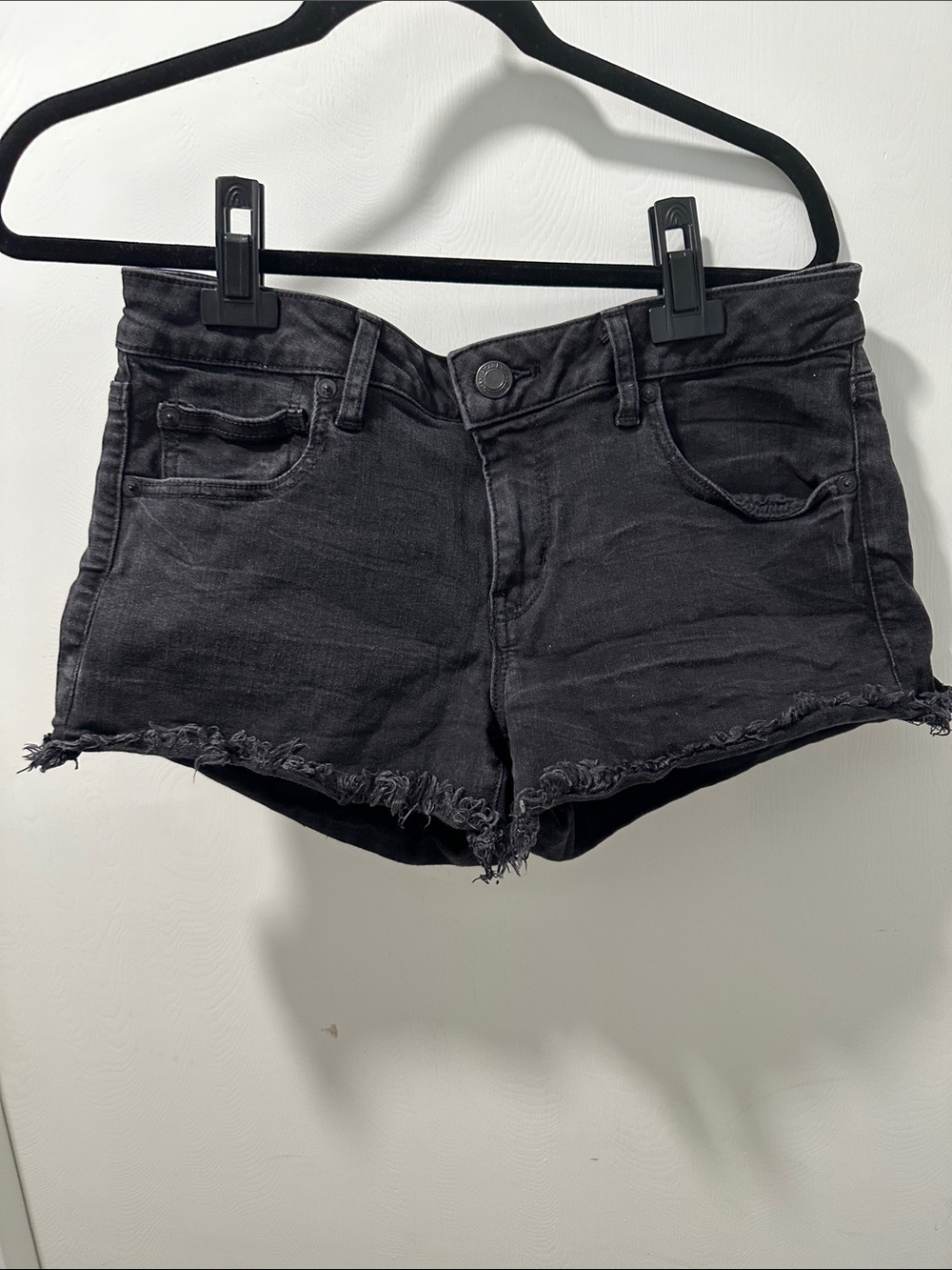 AE black denim shorts